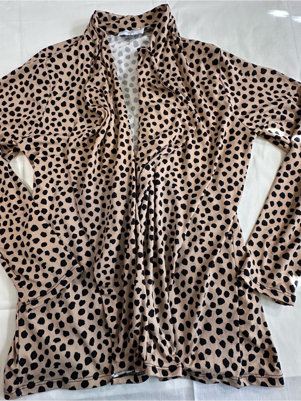 Etienne Aigner Beige and Black Leopard-Print Open Front Tunic